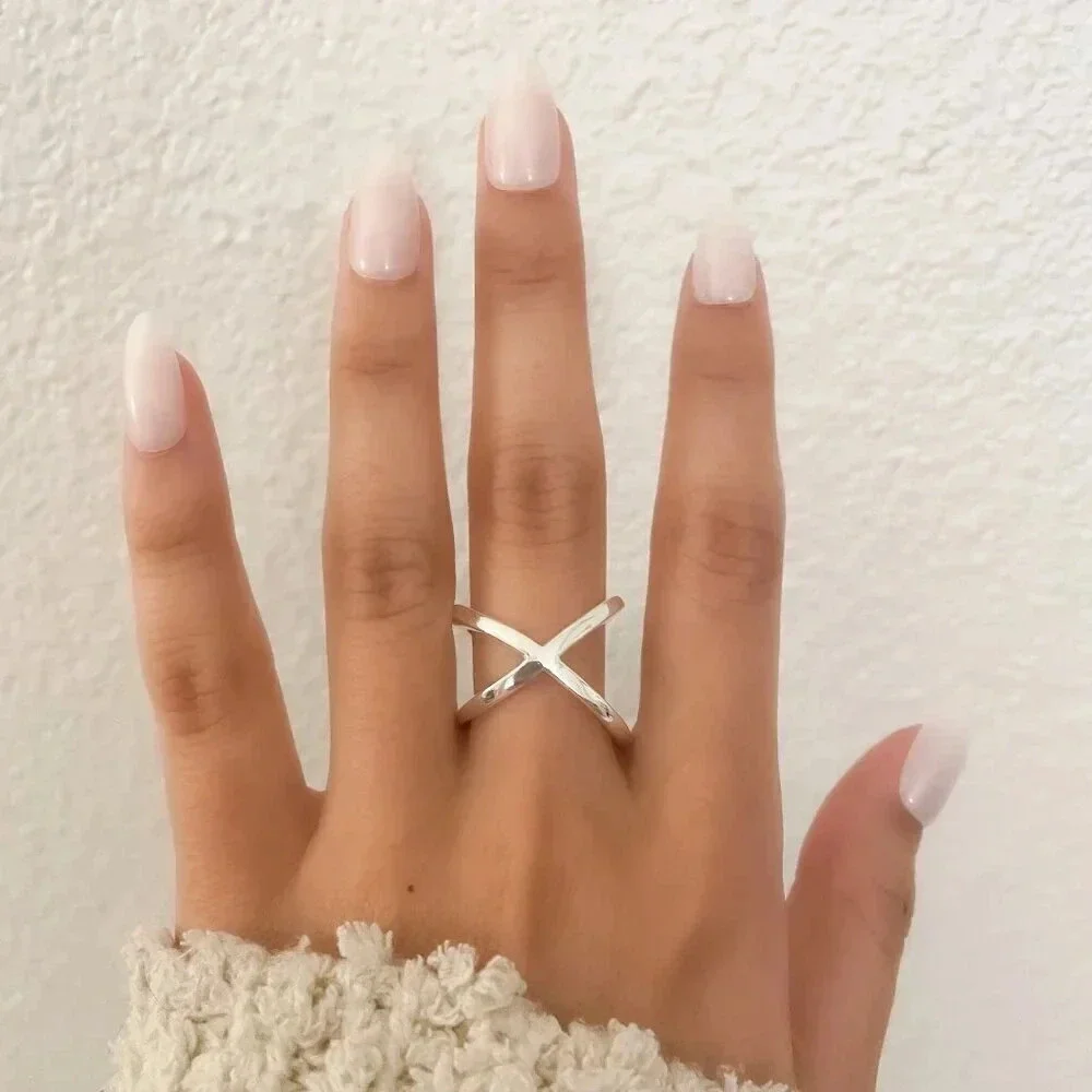 925 Sterling Silver X Ring Chunky Ring Bold Statement Ring Criss Cross Ring